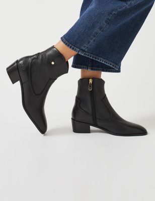 Radley Womens Leather Block Heel Ankle Boots - 6 - Black, Black