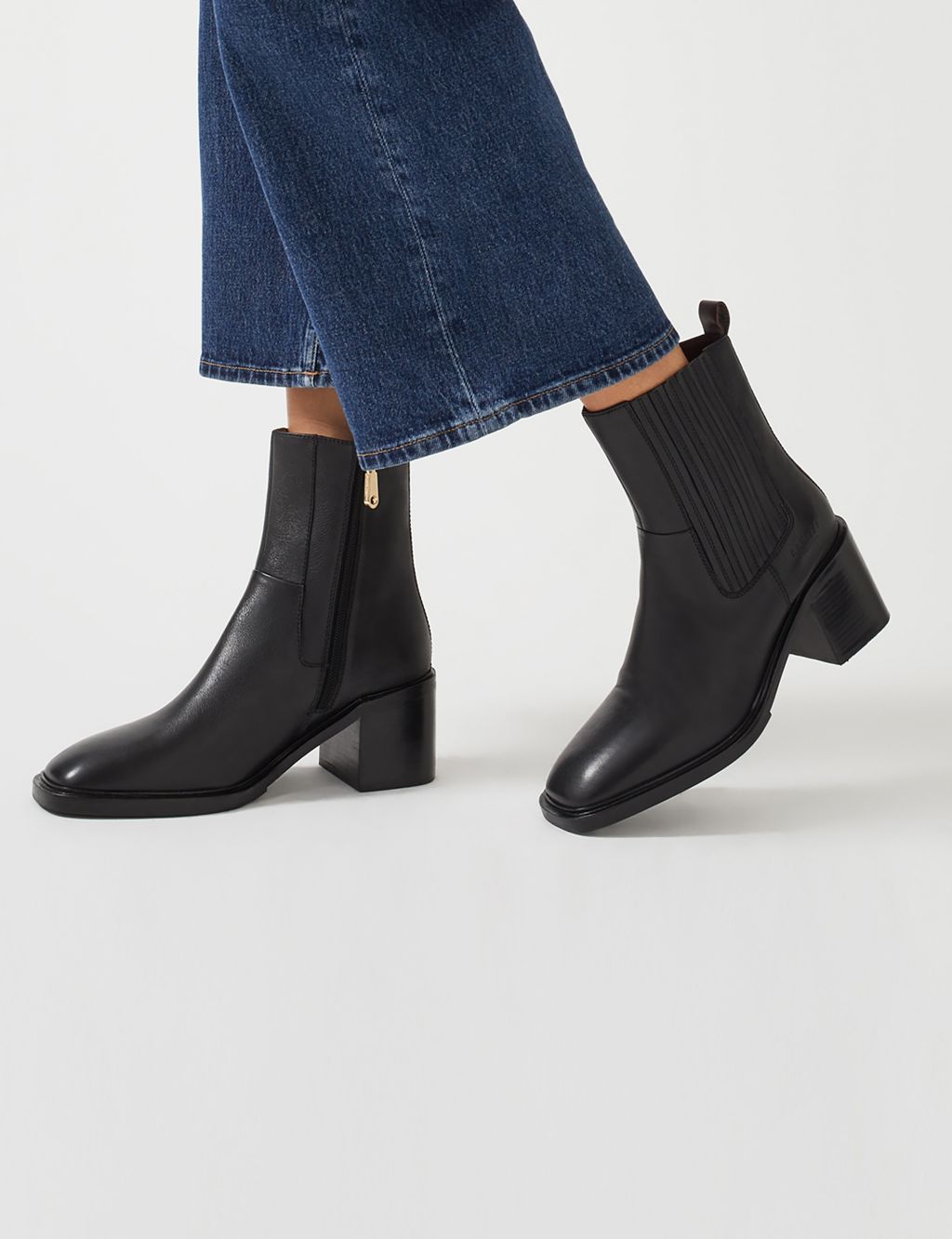 Leather Chelsea Block Heel Ankle Boots image 1