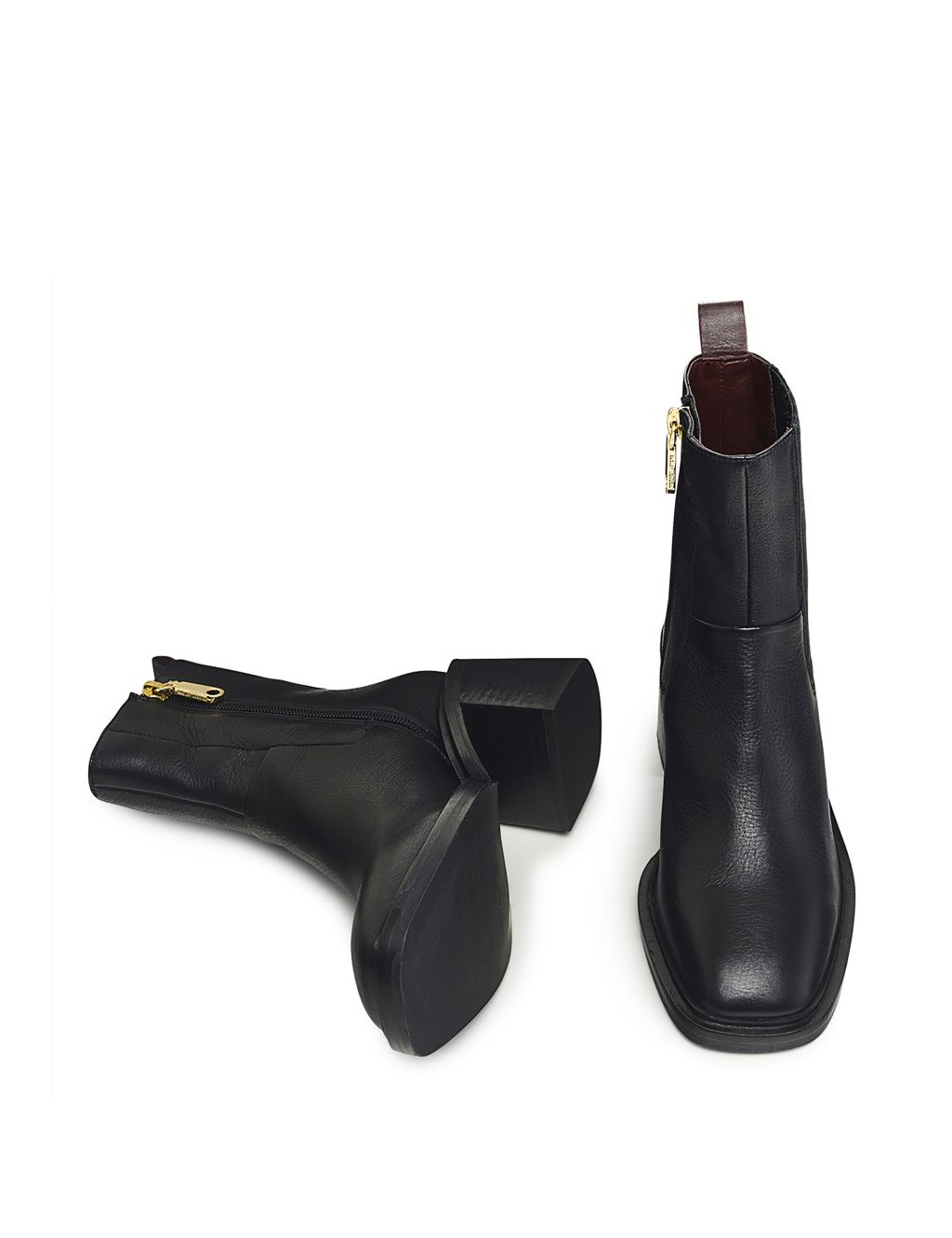 Leather Chelsea Block Heel Ankle Boots image 3