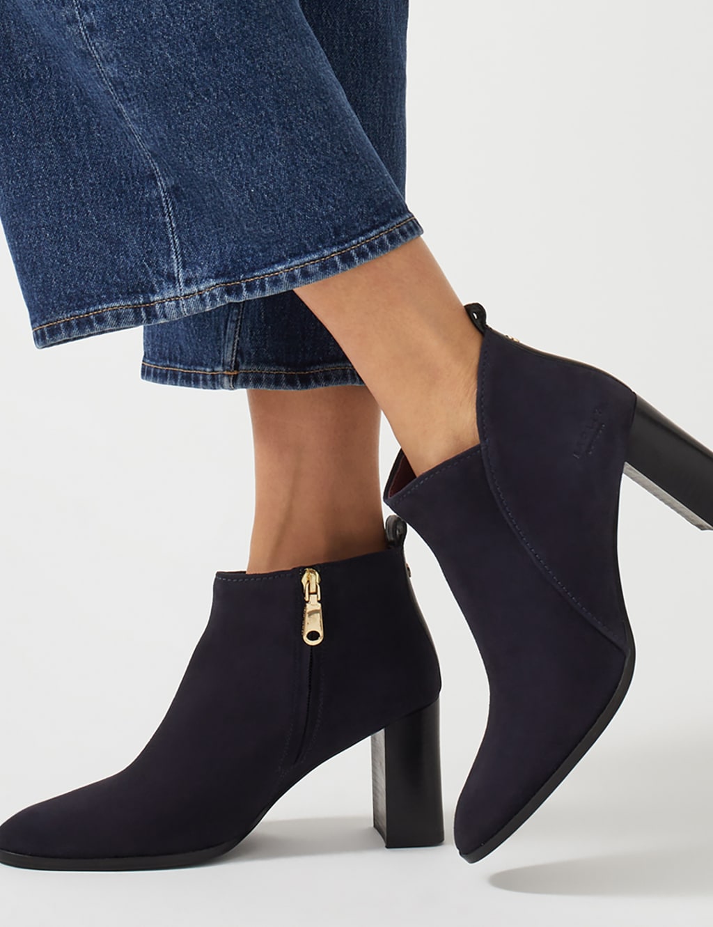 Leather Block Heel Ankle Boots image 1