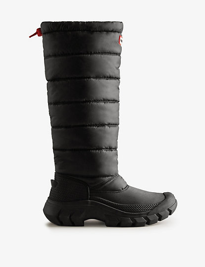 hunter intrepid water repellent snow boots - 8 - black, black