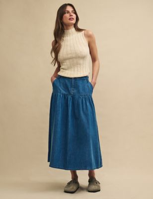 Nobody'S Child Women's Denim Midaxi Skirt - 8 - Blue, Blue