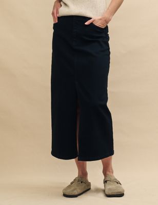 Nobody'S Child Women's Denim Midaxi Column Skirt - 8 - Black, Black