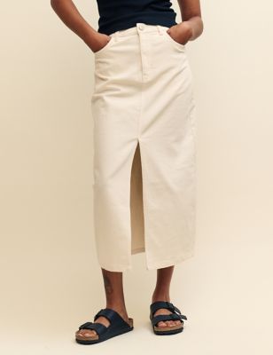 Nobody'S Child Women's Denim Midi Column Skirt - 8 - Cream, Cream