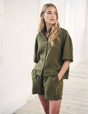 Nobody'S Child Womens Linen Rich Relaxed Shirt - 10 - Green, Green