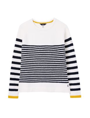 M&S Joules Womens Chenille Striped Crew Neck Jumper