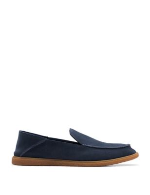 Clarks Womens Suede Slip-On Loafers - 6 - Navy, Navy