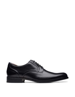 Clarks Mens Leather Oxford Shoes - 11 - Black, Black,Tan