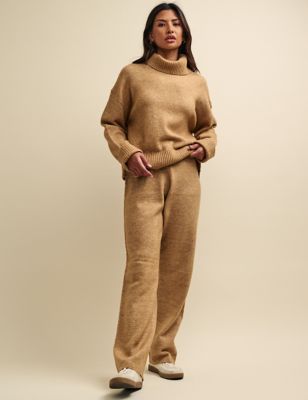 Knitted Drawstring Wide Leg Trousers