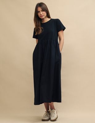 Nobody'S Child Womens Pure Cotton Midi T-Shirt Dress - 14 - Black, Black