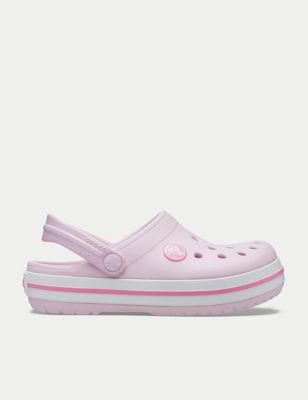 Crocs Girls Crocband Striped Clogs (11 Small - 6 Large) - 4 - Light Pink, Light Pink,Navy Mix
