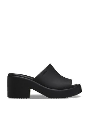 Crocs Womens Block Heel Mules - 8 - Black, Black