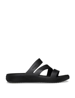 Crocs Womens Getaway Strappy Flat Sandals - 3 - Black, Black,Pink,Cream
