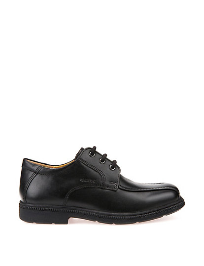 geox leather school shoes (2½ large-8 large) - 3 l - black, black