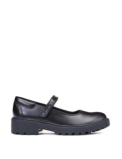 geox kids' leather riptape school shoes (13 small-6 large) - black, black