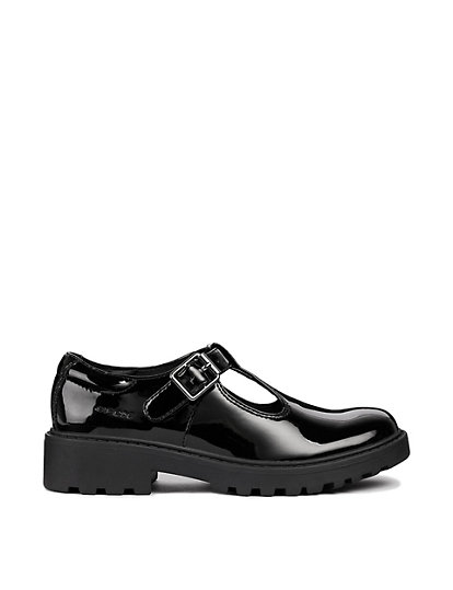 geox kids' patent leather t-bar school shoes (13 small - 6 large) - black patent, black patent