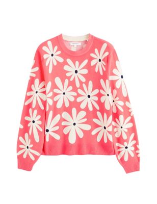 Wool Rich Floral Sweatshirt with Cashmere