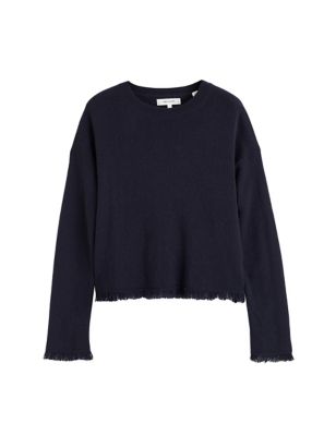 Wool Rich Fringed Jumper with Cashmere