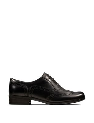 Clarks Women's Leather Lace Up Brogues - 3 - Black, Black