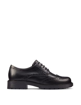 Clarks Womens Leather Lace Up Brogues - 3.5 - Black, Black