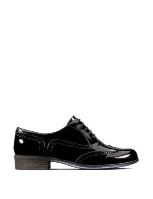 Wide Fit Leather Patent Brogues | CLARKS | M&S