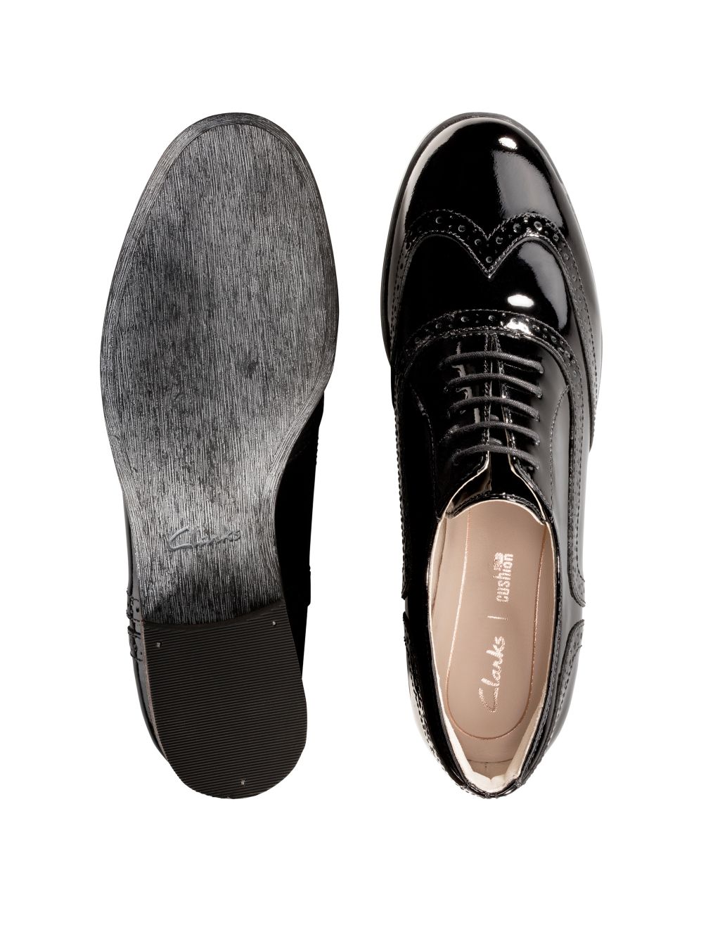 Wide Fit Leather Patent Brogues image 7