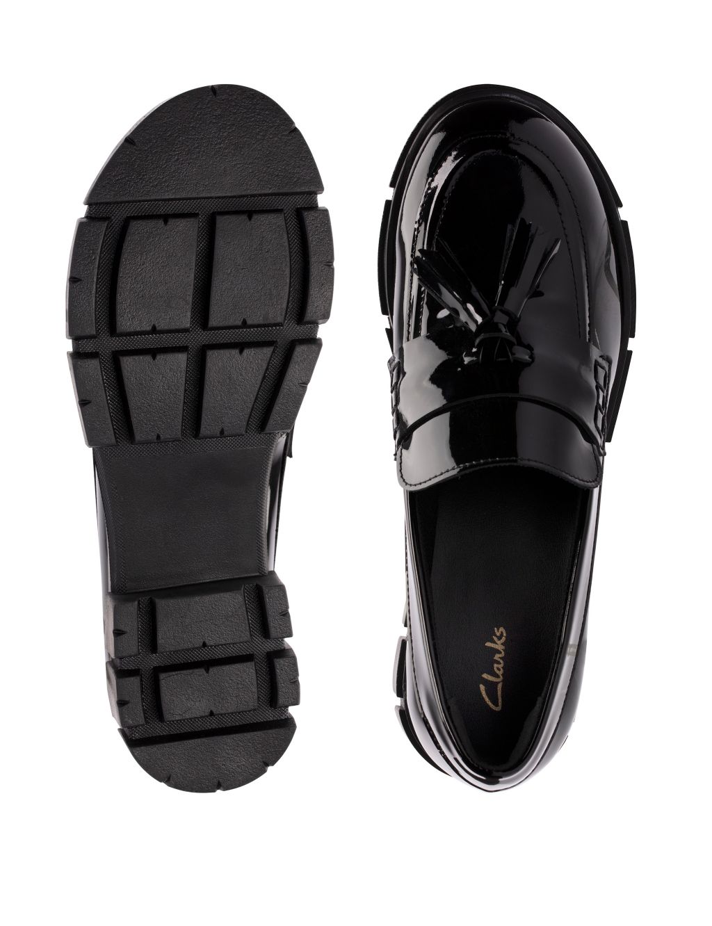 Leather Slip On Block Heel Loafers image 7