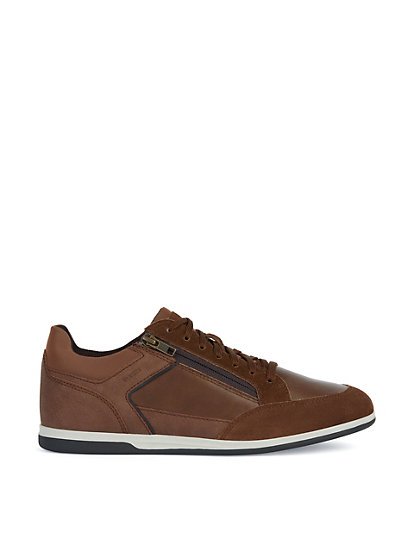 geox leather & suede lace up trainers - 7 - brown, brown