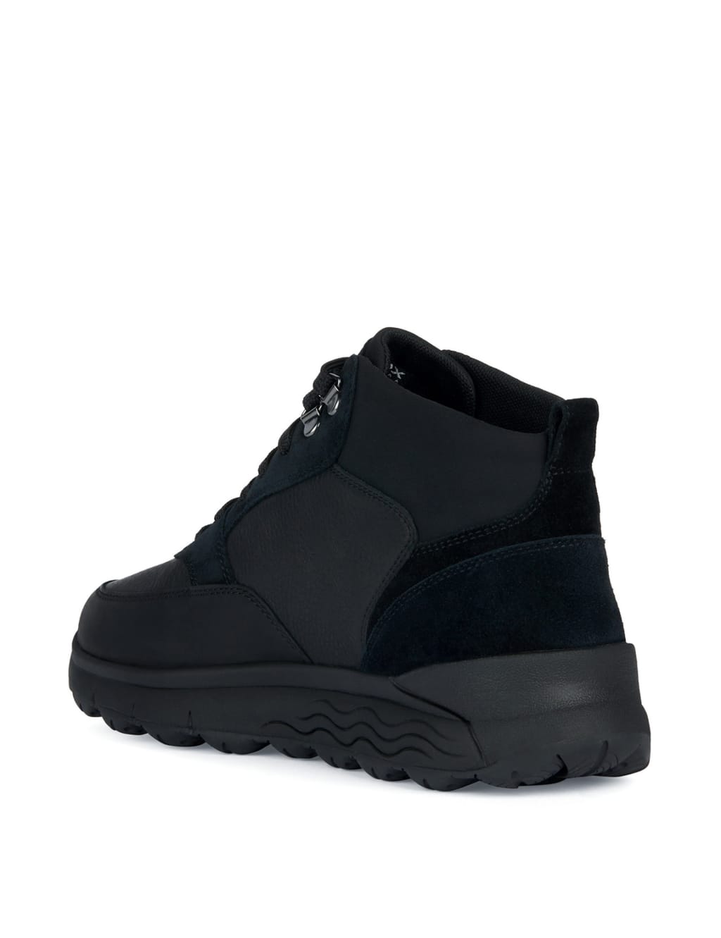 Wide Fit Leather Lace Up High Top Trainers image 3