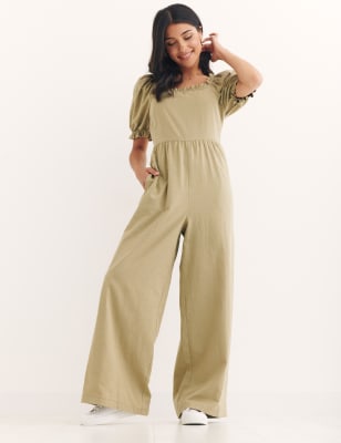 

Womens Nobody's Child Kurzarm-Jumpsuit mit hohem Baumwollanteil - Khaki, Khaki