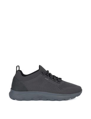 Geox Mens Wide Fit Lace Up Trainers - 7 - Grey, Grey,Black