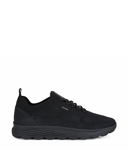 geox wide fit lace up trainers - 7 - black, black