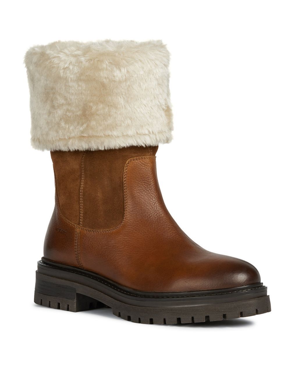 Leather Faux Fur Chunky Winter Boots image 2