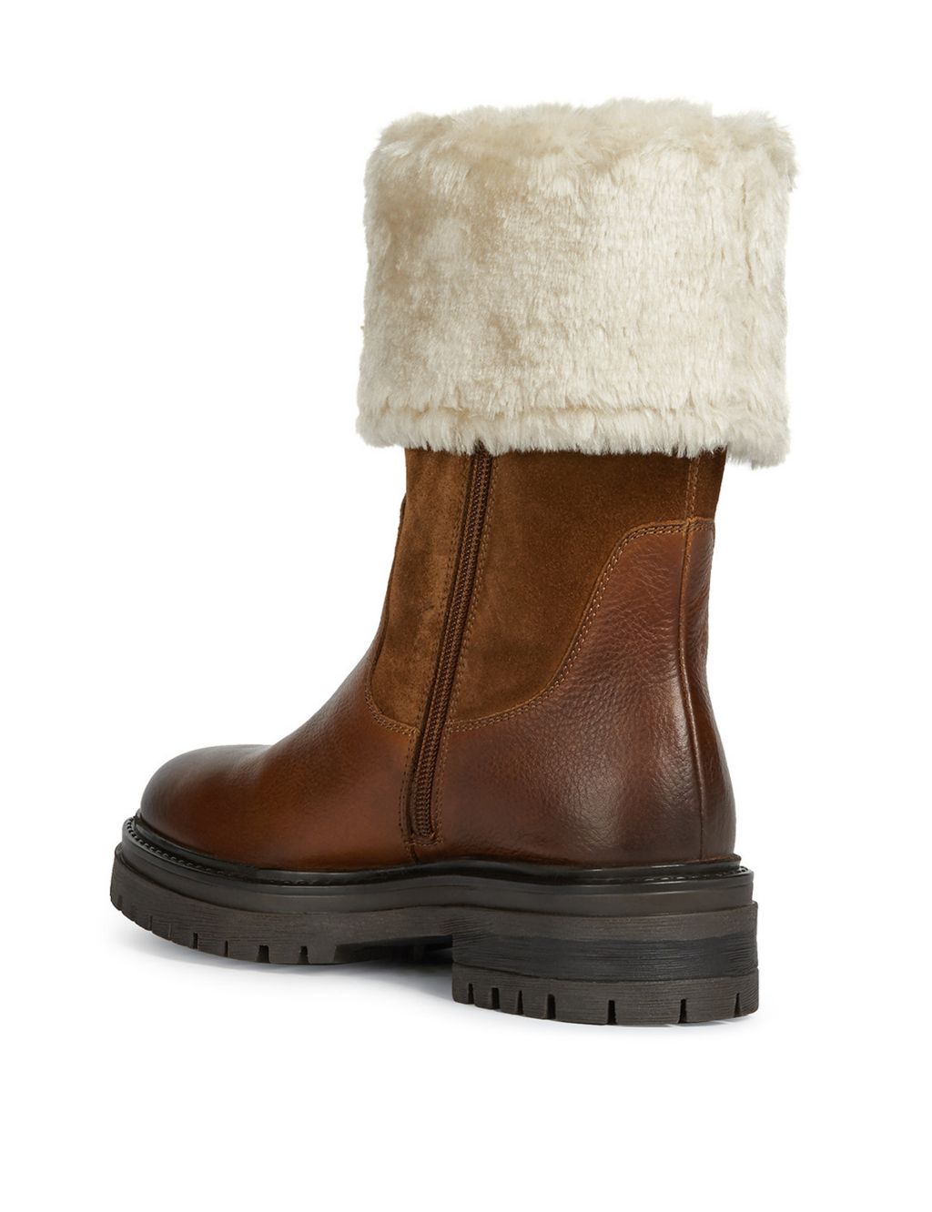 Leather Faux Fur Chunky Winter Boots image 3