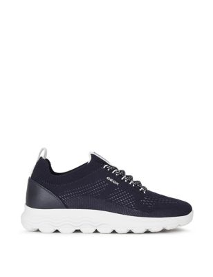 Geox Womens Knitted Lace Up Trainers - 4 - Navy, Navy