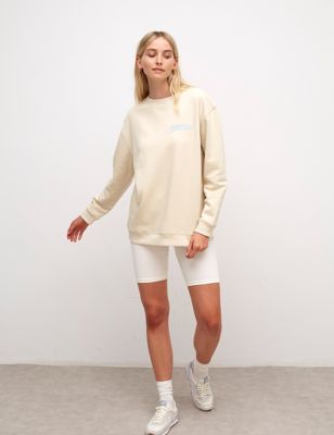 M&S Nobody'S Child Womens Cotton Blend Slogan Crew Neck Sweater