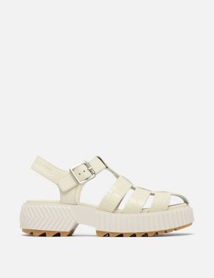 Leather Buckle Chunky Sandals