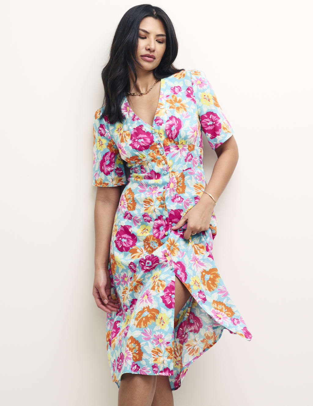 Floral Button Through Midi Tea Dress image 5