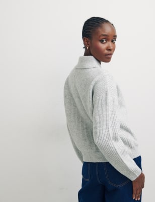 

Womens Nobody's Child Bequemer Pullover mit Rippenmuster und Kragen - Grey, Grey