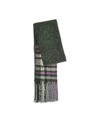 Checked Fringed Scarf