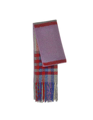 Checked Fringed Scarf