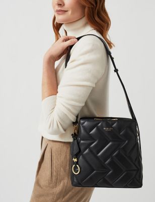 Radley Womens Dukes Place Leather Quilted Cross Body Bag - Black, Black,Teal