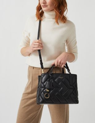 Radley Womens Dukes Place Leather Quilted Grab Bag - Black, Black