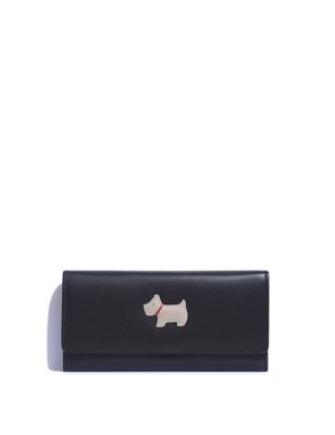 Radley Womens Heritage Dog Leather Large Foldover Purse - Black, Black,Grey