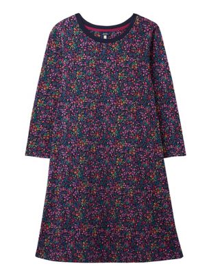 M&S Joules Womens Pure Cotton Floral Knee Length Skater Dress