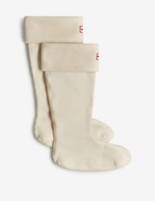 Hunter Fleece Boot Socks - M - White, White,Black,Green
