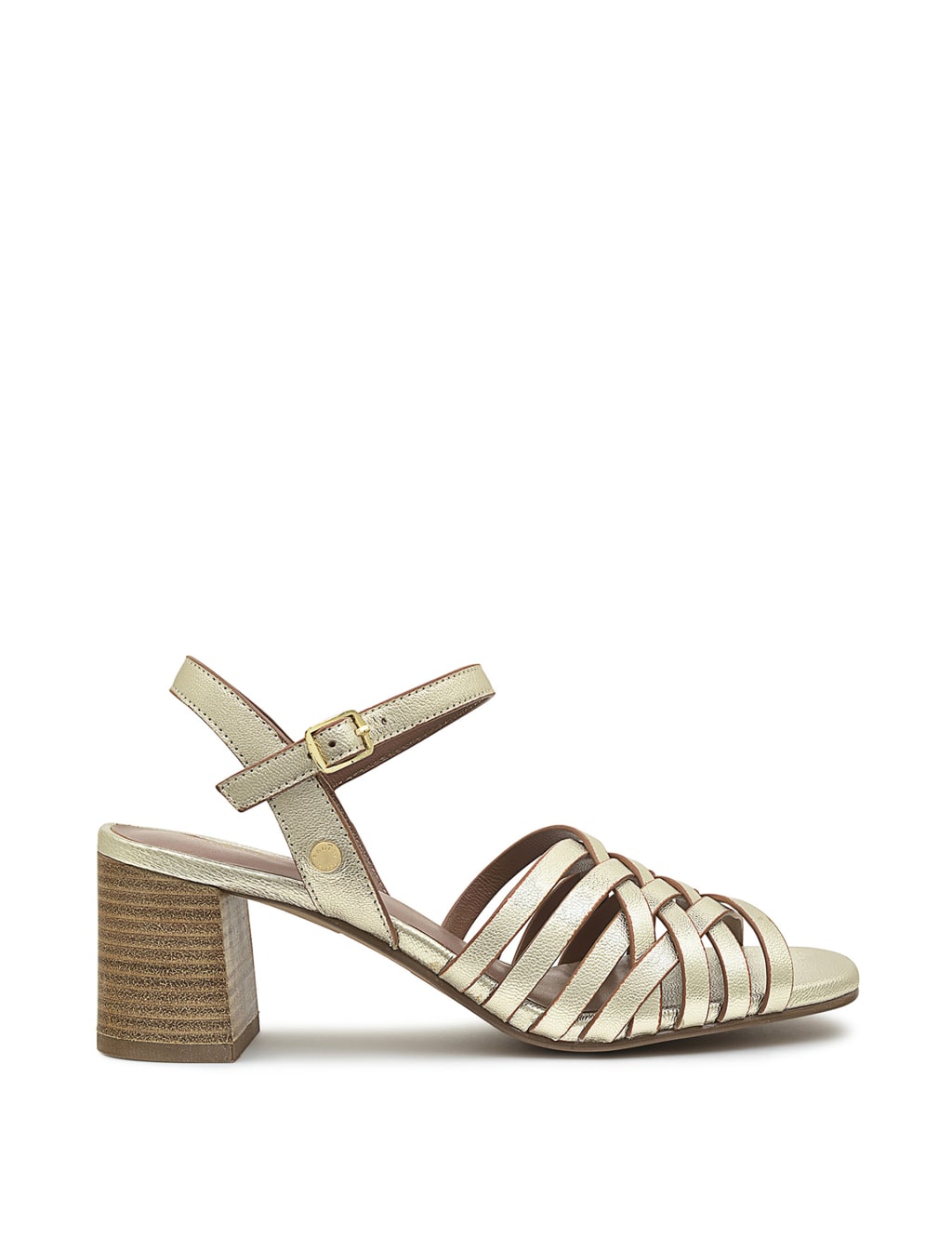 Crossways Leather Metallic Strappy Sandals