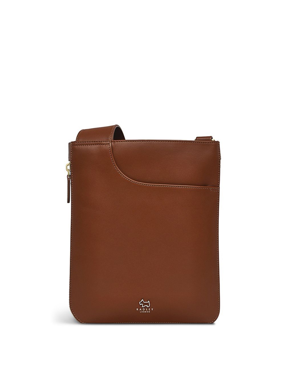 Pockets Leather Zip Around Cross Body Bag