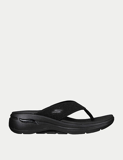 skechers gowalk arch fit sandal luminous flip flops - 5 - black, black