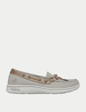 Beige skechers deals boat shoes